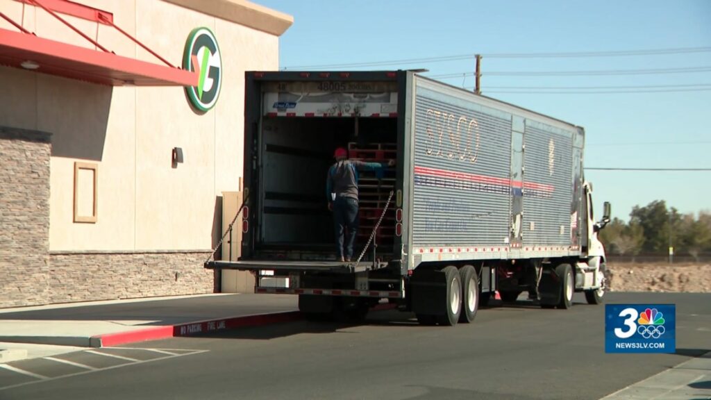 A truck delivering goods for a Green Valley Grocery
