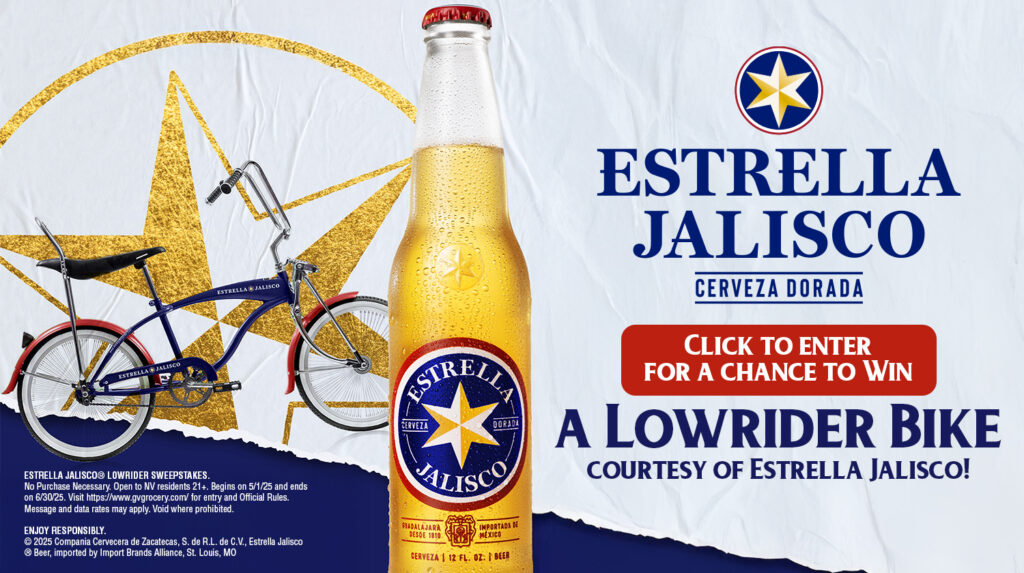 Custom lowrider bike giveaway courtesy of Estrella Jalisco, 21+ promotion